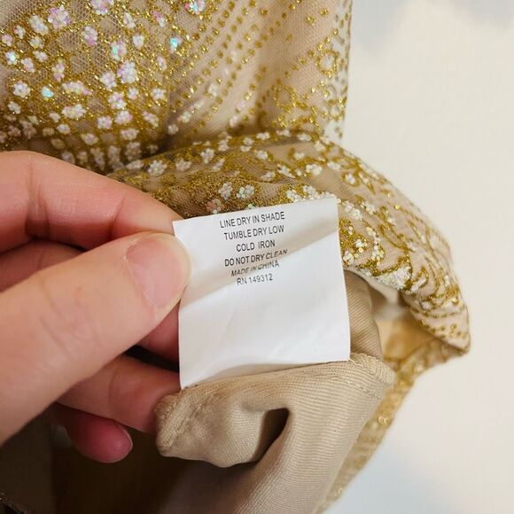 Hello Molly Evening Sun Champagne Glittery Mini Dress Size XS - Picture 5 of 8